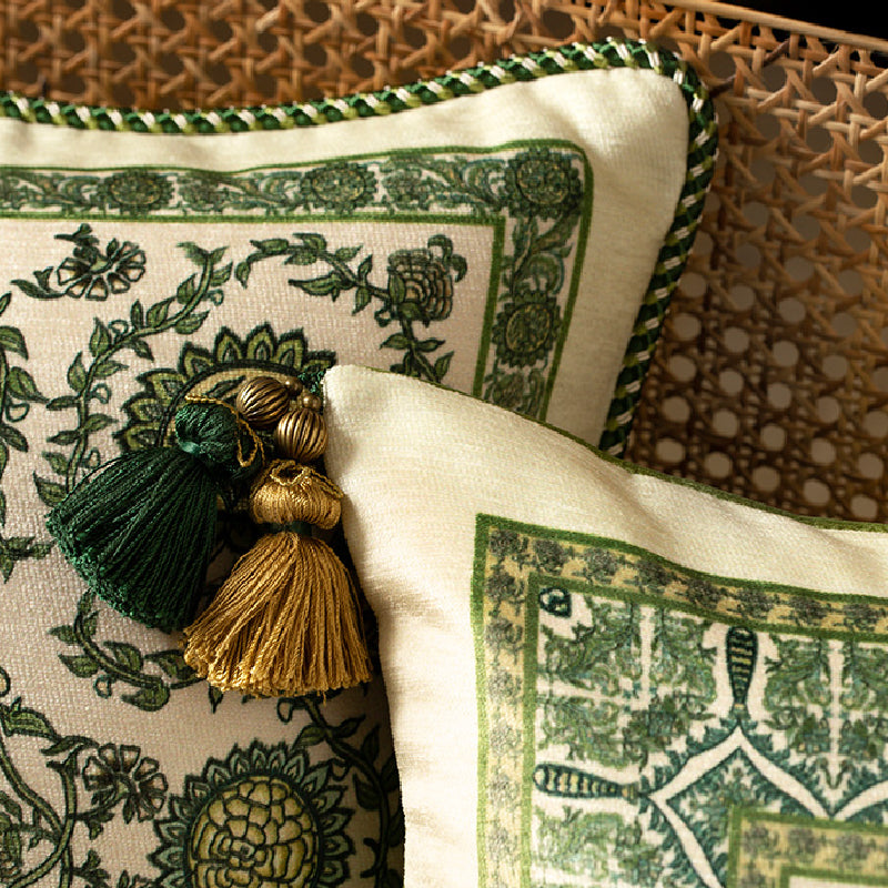 green ethnic vintage cushion