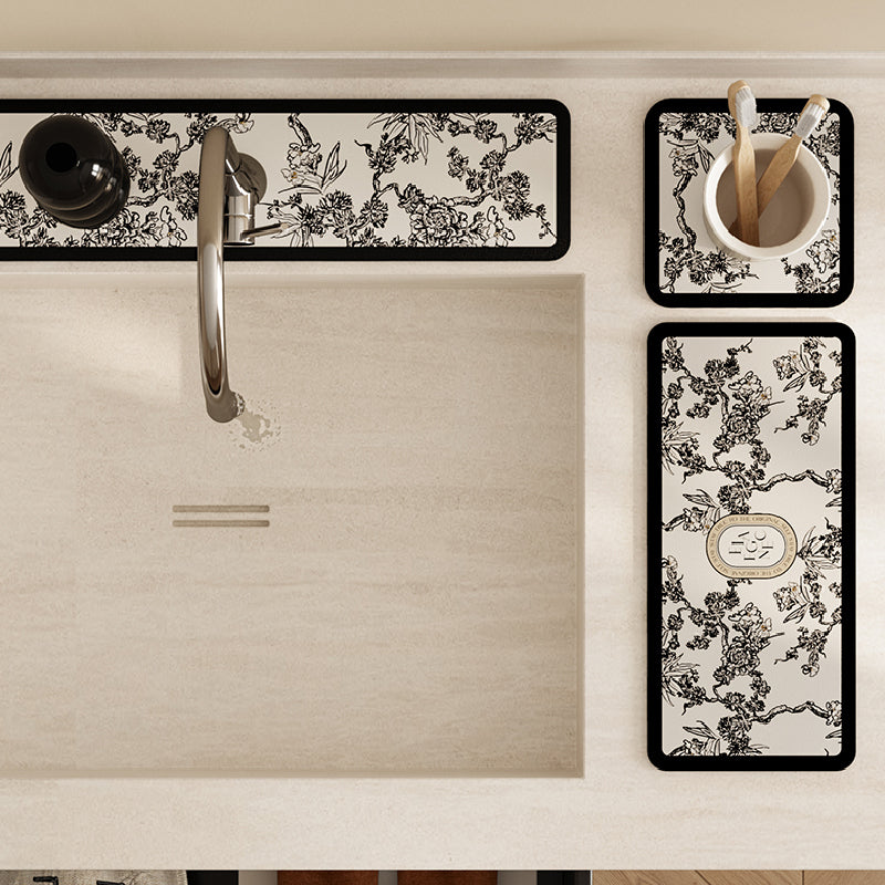 monotone floral bathroom coaster