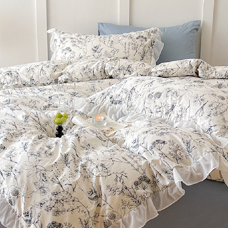 white frill girly bedlinen set