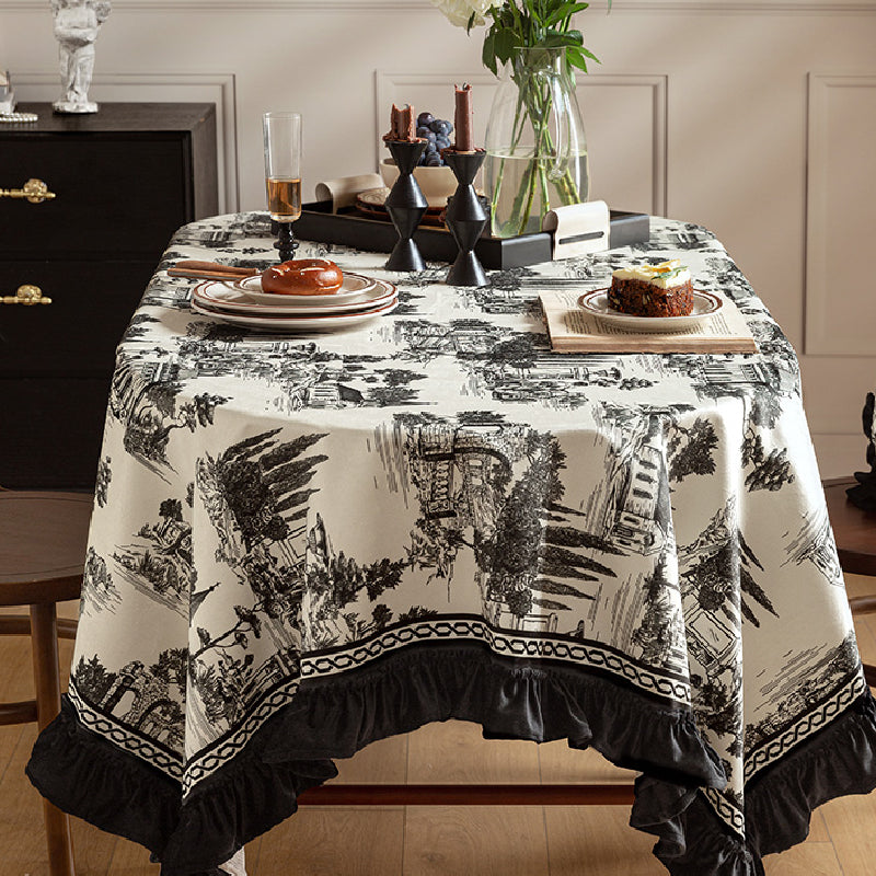 black frill elegance table cloth