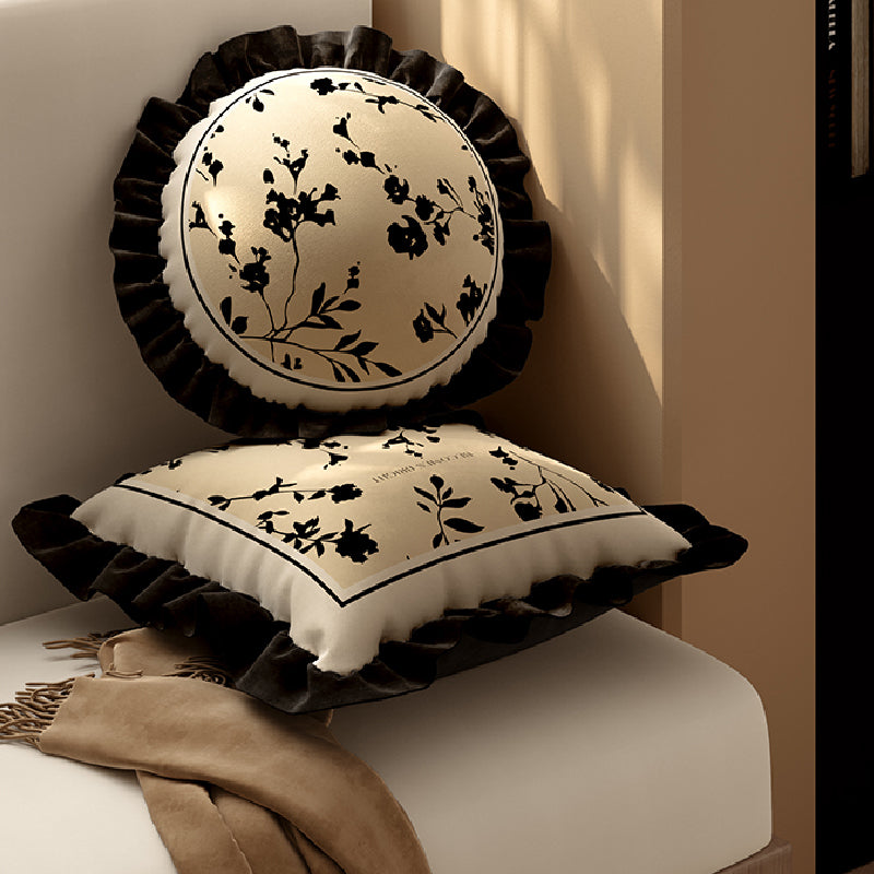 black moon light frill cushion