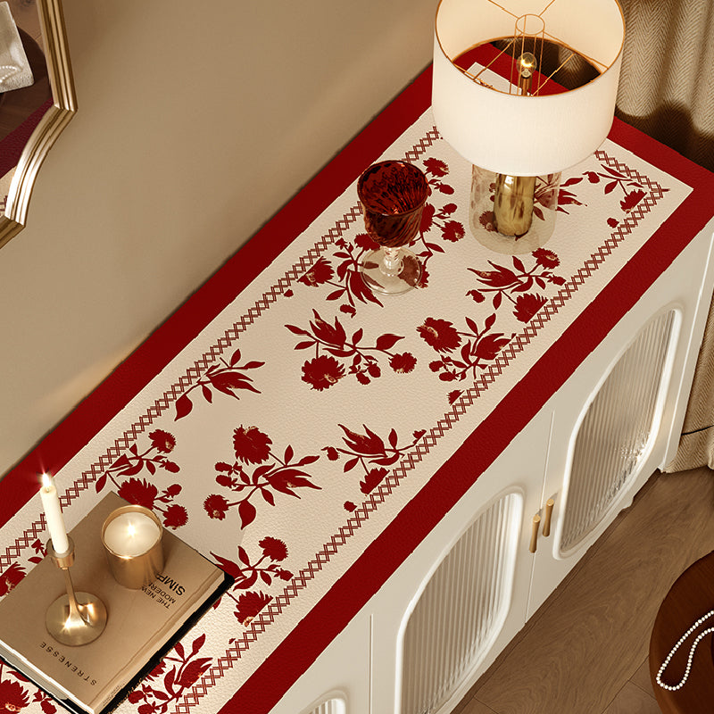 burgundy red fower shelf mat