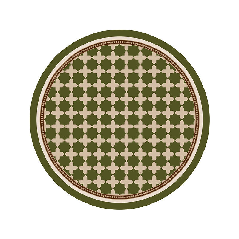 green retro tile round table mat