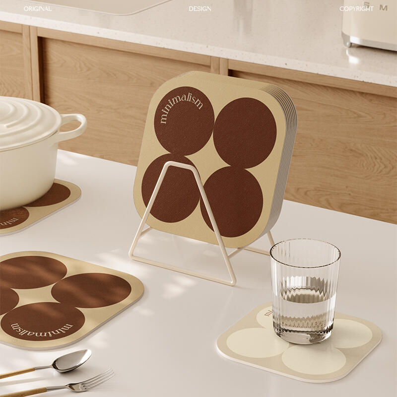 2color brown circle minimalism coaster