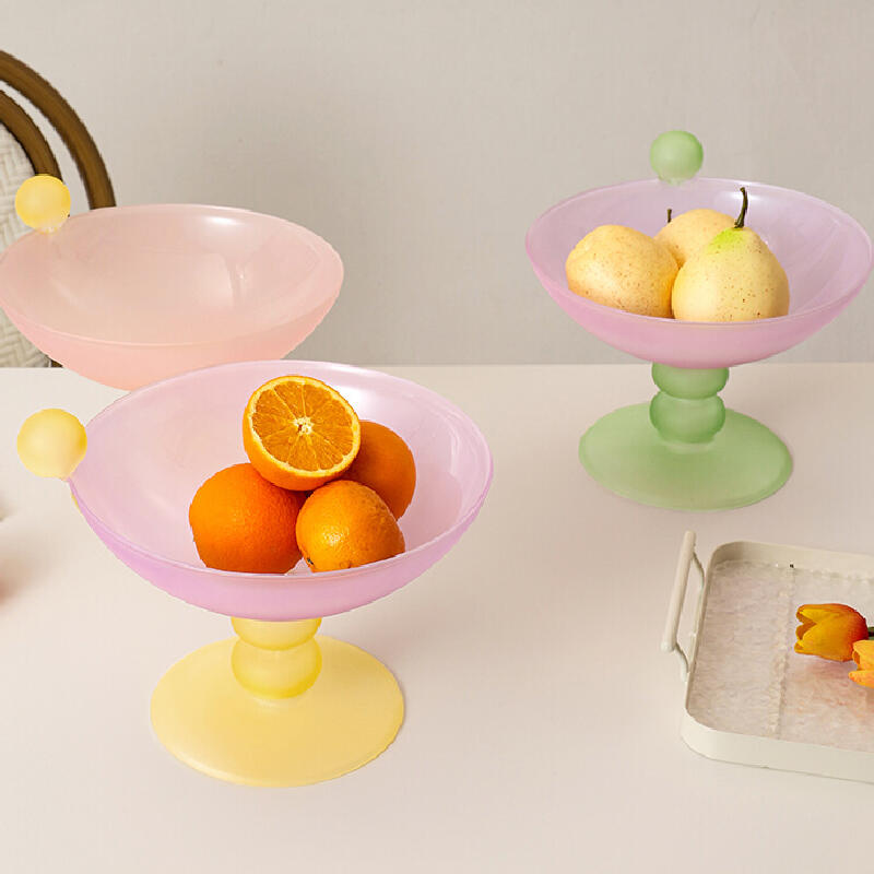 3color pastel bicolor glass fruits tray