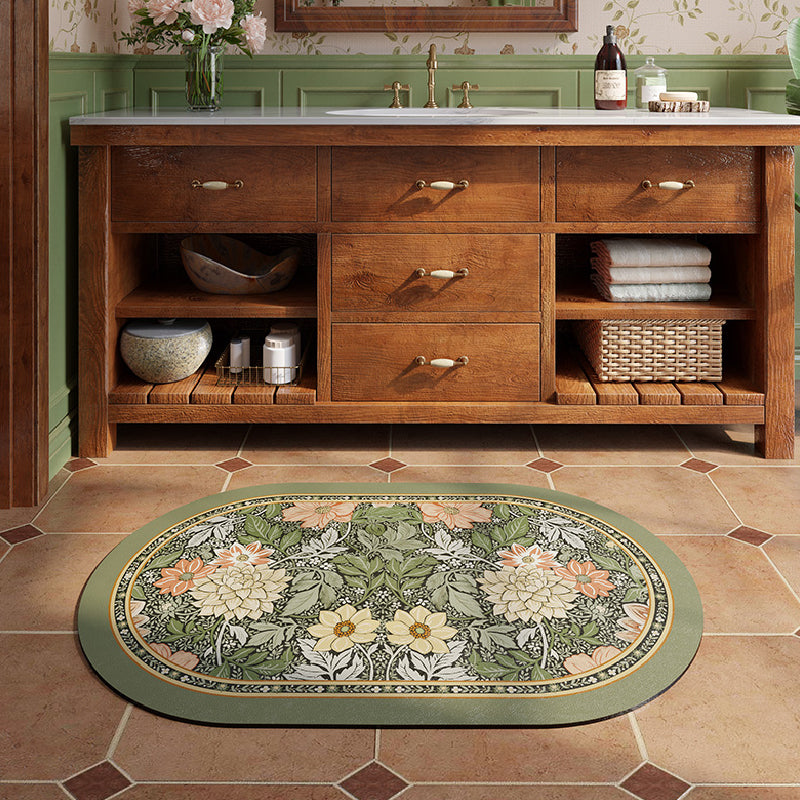 2design green floral bath mat