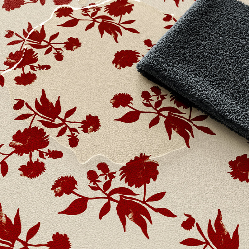 burgundy red fower bath mat