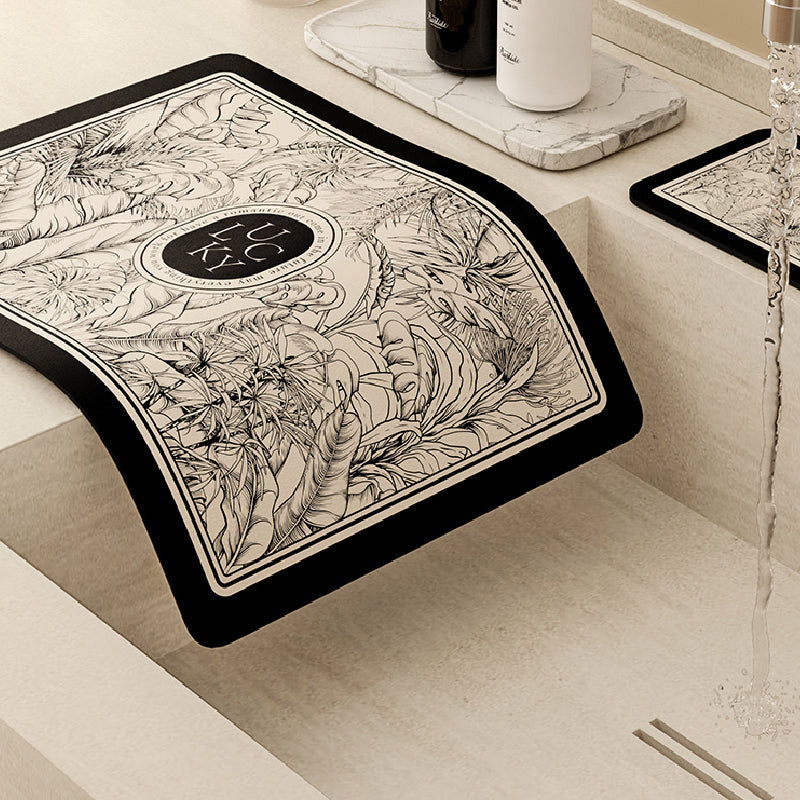 monotone floral girly bathroom coaster
