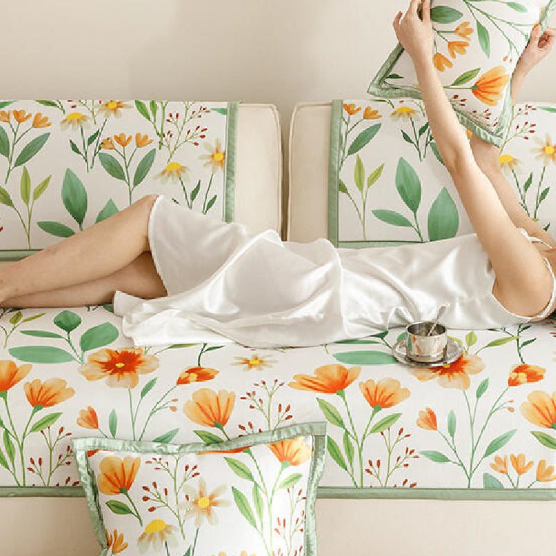 3design summer green botanical sofa cover
