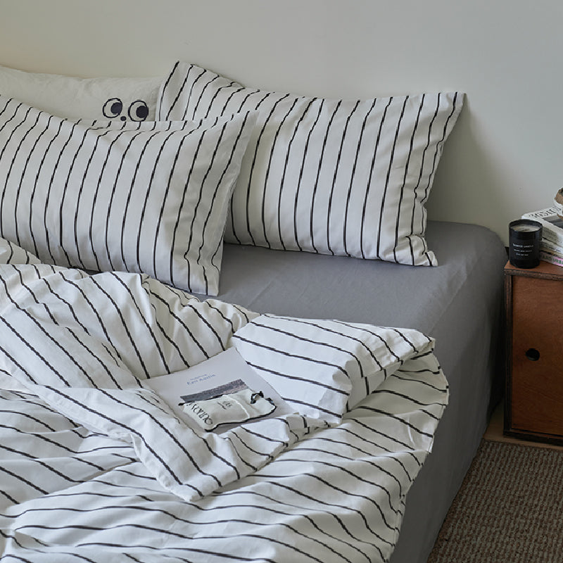 2color stripe scandinavian style bedlinen set