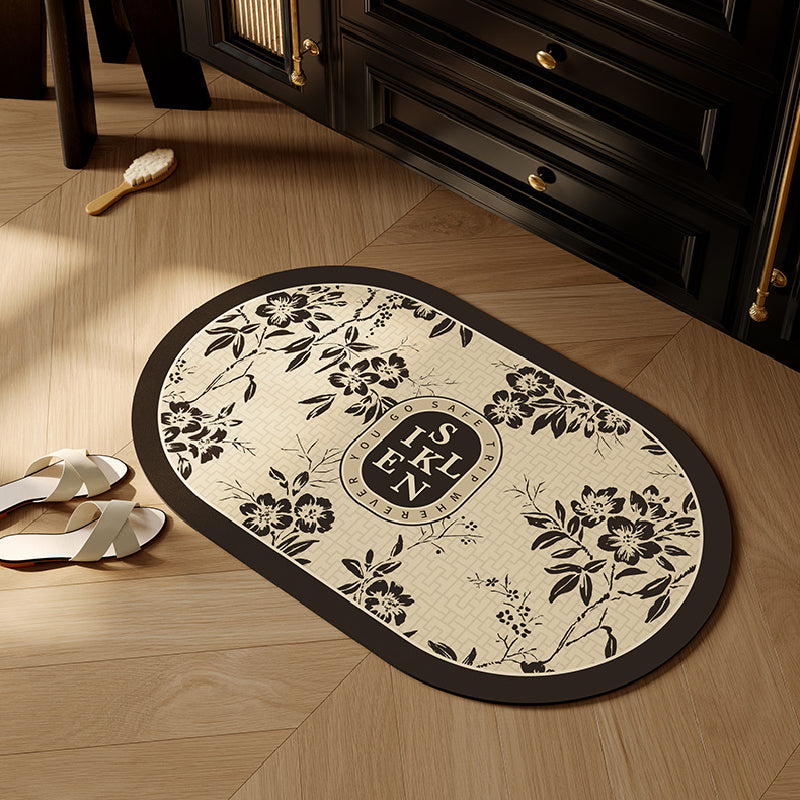 monotone floral bath mat