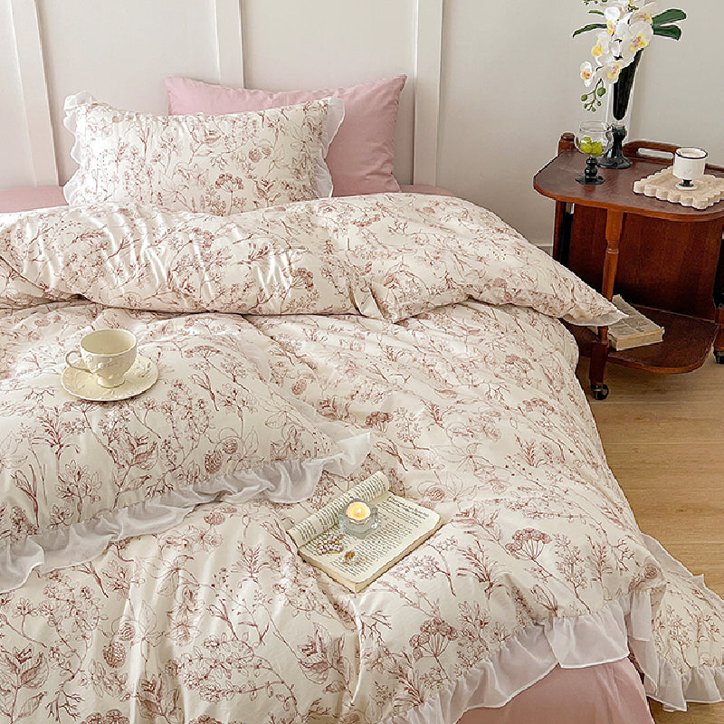 white frill girly bedlinen set