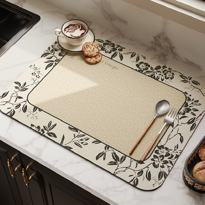 2design monotone floral sink mat