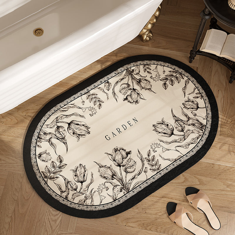 2design black bloom tulip bath mat