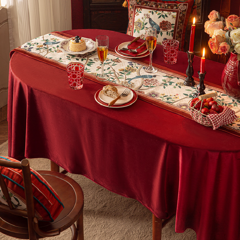 white red flower elegance table runner