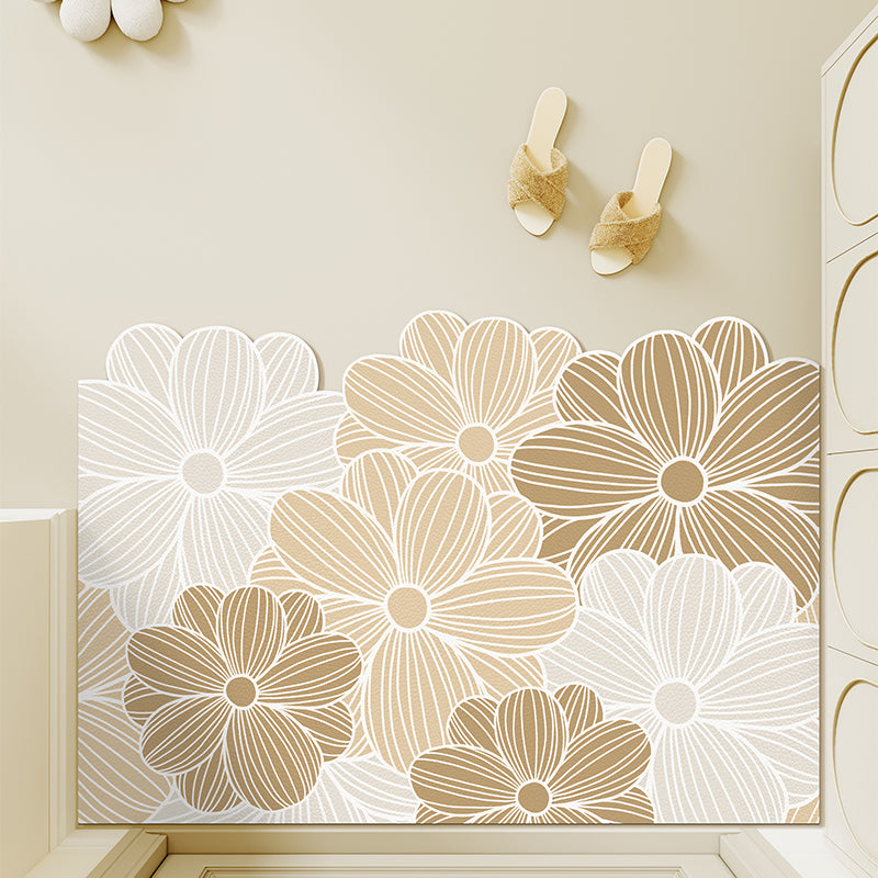 7design green floral flower unique shape door mat