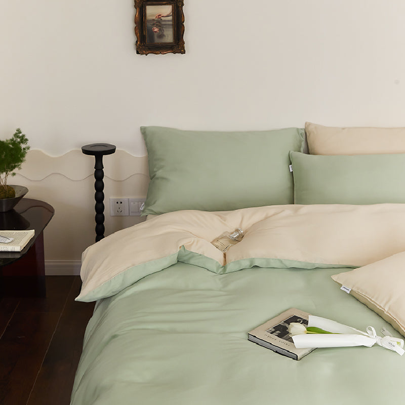 two-tone simple cotton bedlinen set