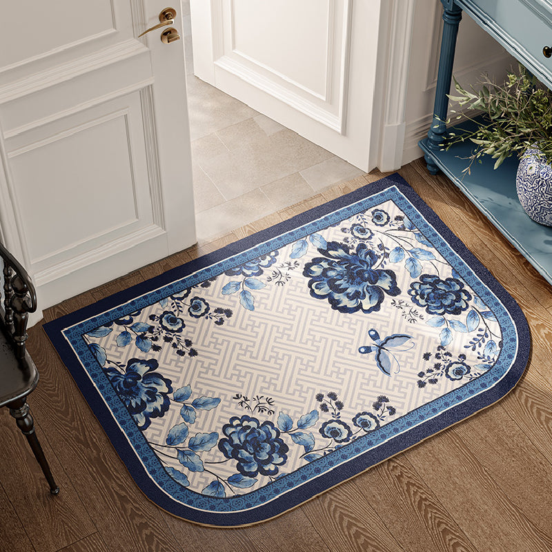 2design blue flower elegance door mat