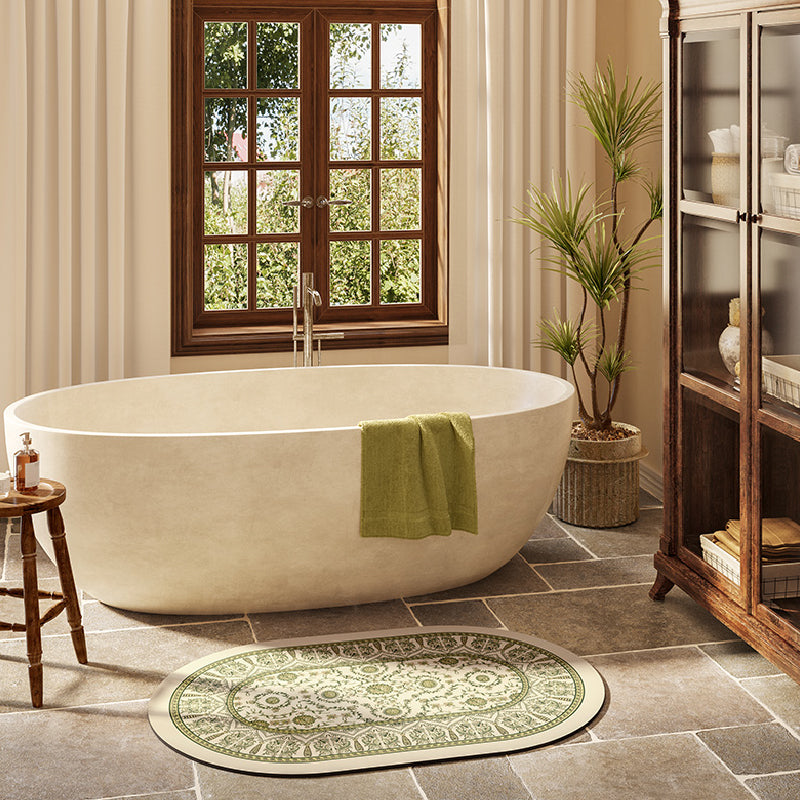 green ethnic vintage bath mat