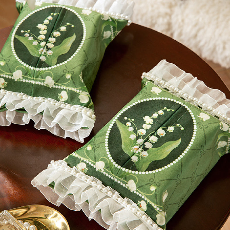 green flower frill tissue case