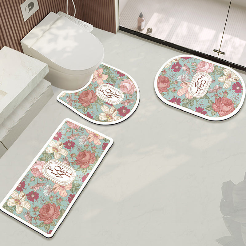 girly elegance floral toilet mat