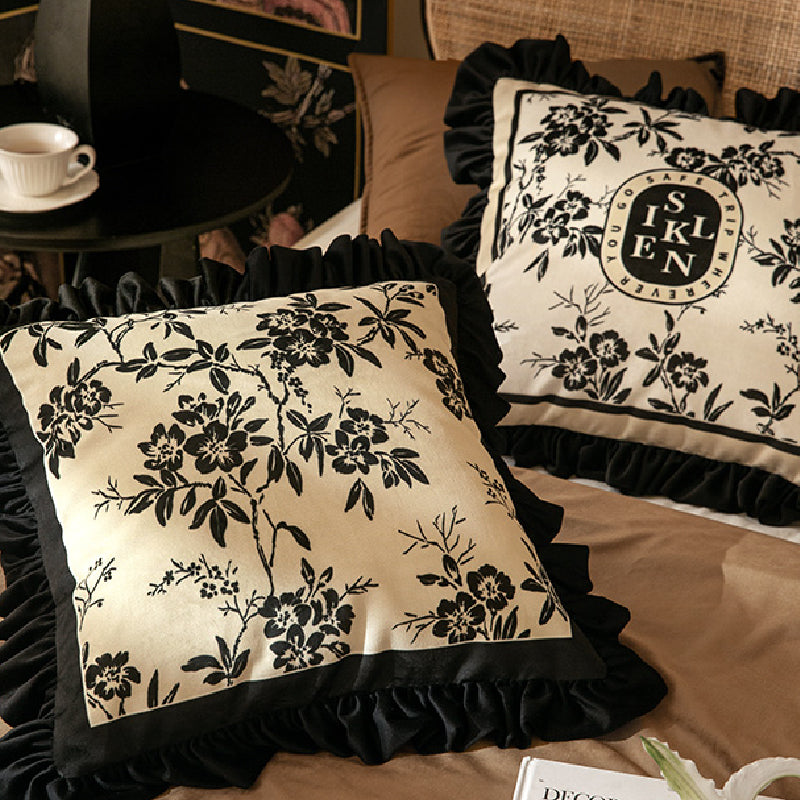 2design monotone floral frill cushion