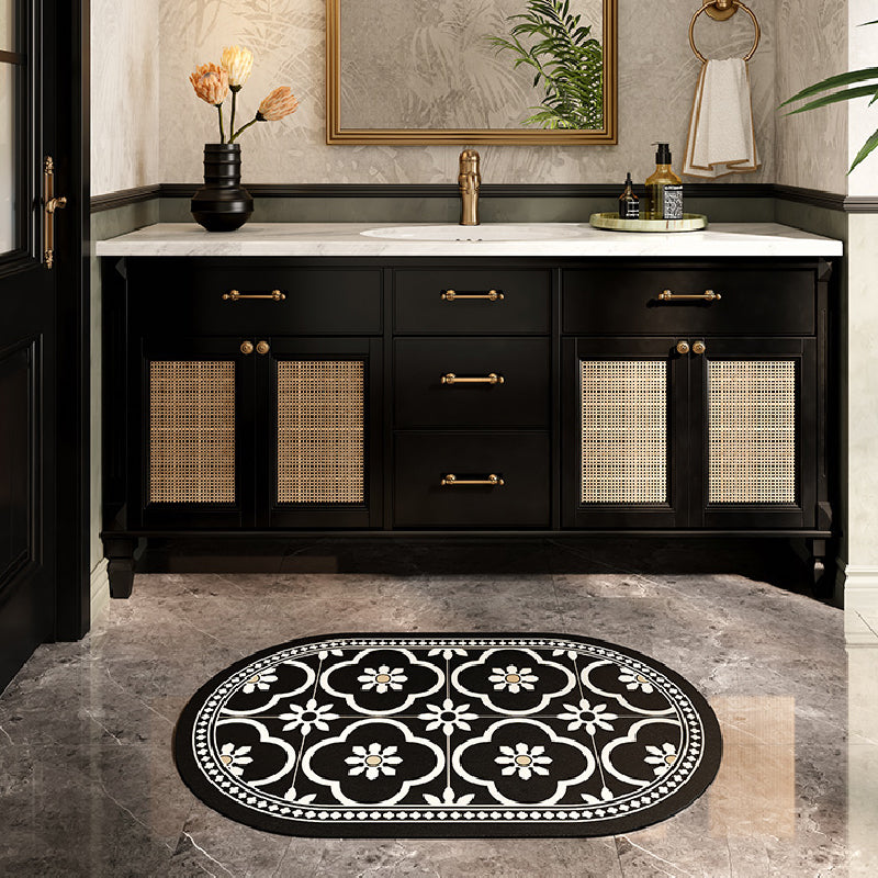 4design black morocco tile bath mat