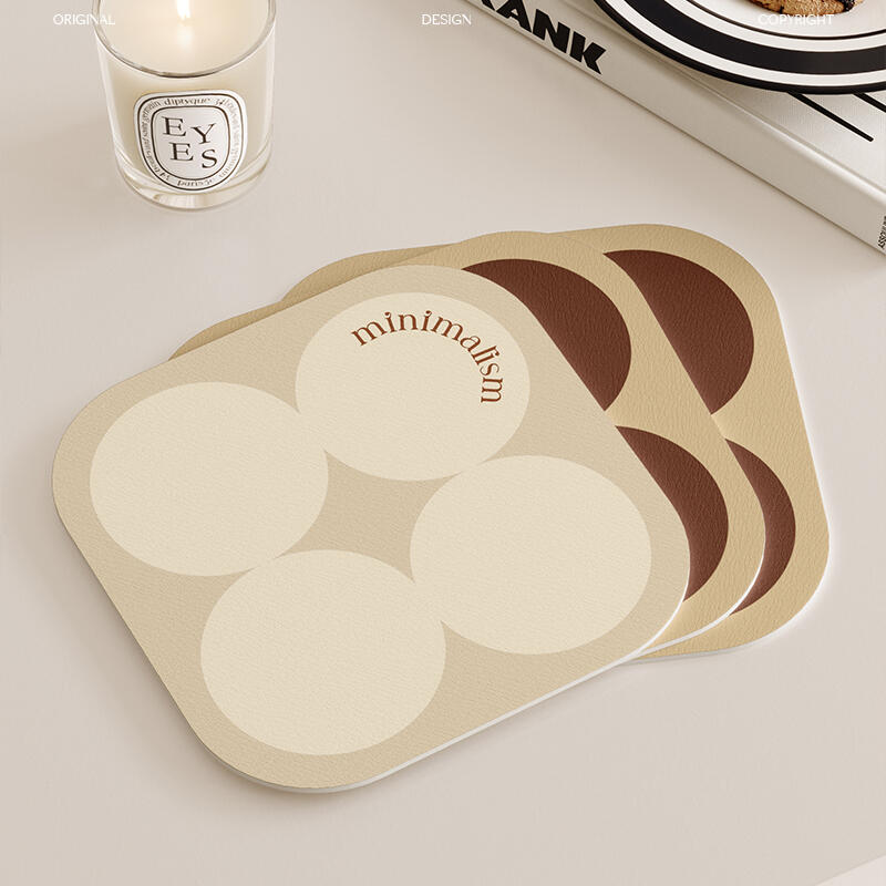 2color brown circle minimalism coaster