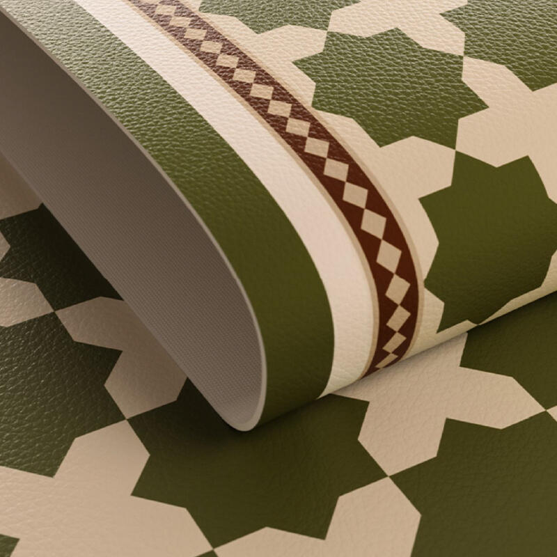 green retro tile round table mat