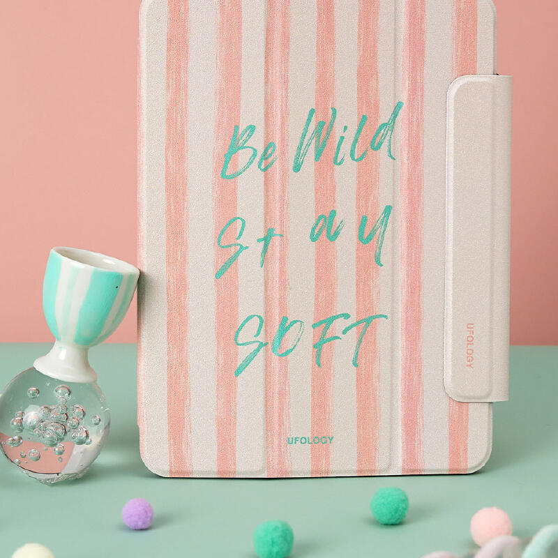 pink stripe logo iPad case