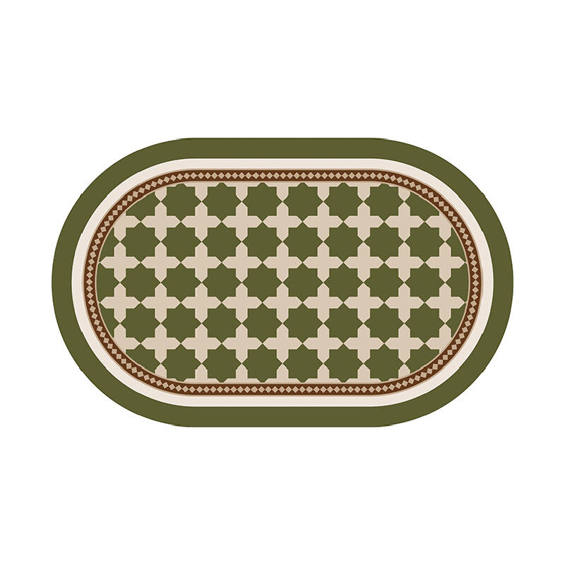green retro tile bath mat