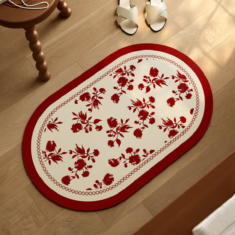 burgundy red fower bath mat