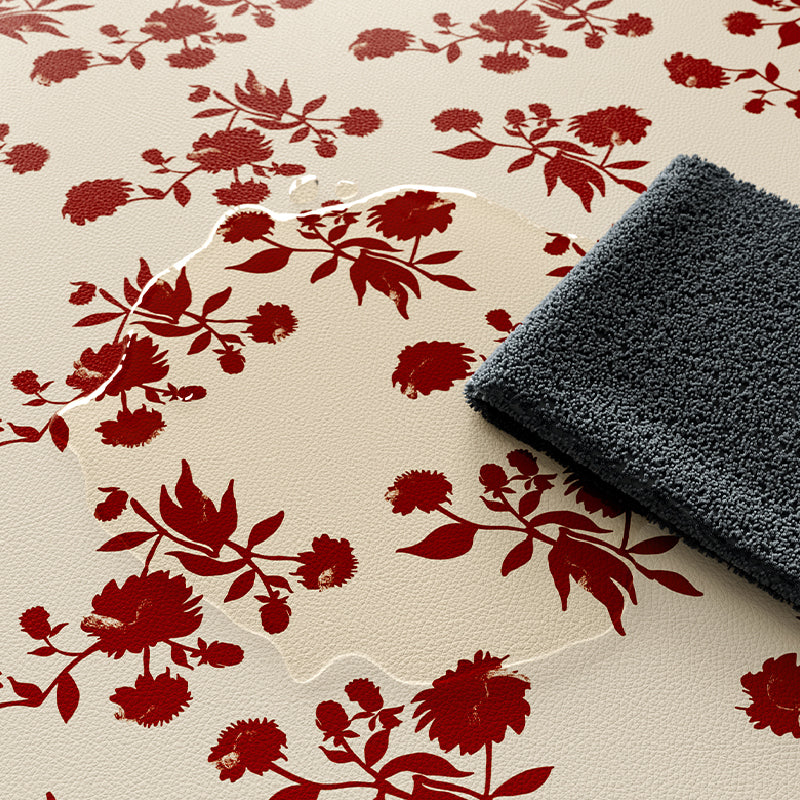 2design burgundy red fower round place mat