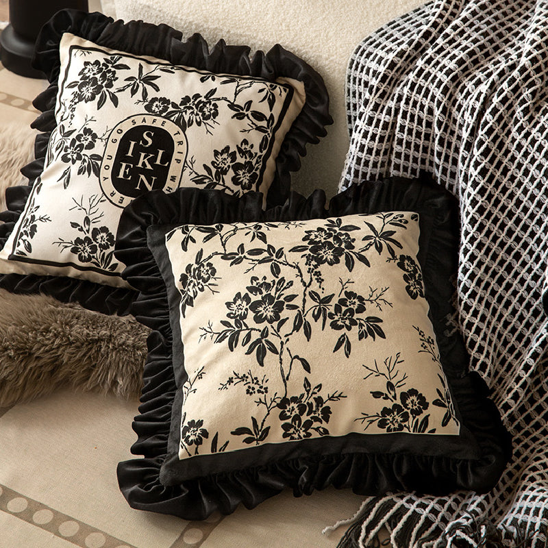 2design monotone floral frill cushion