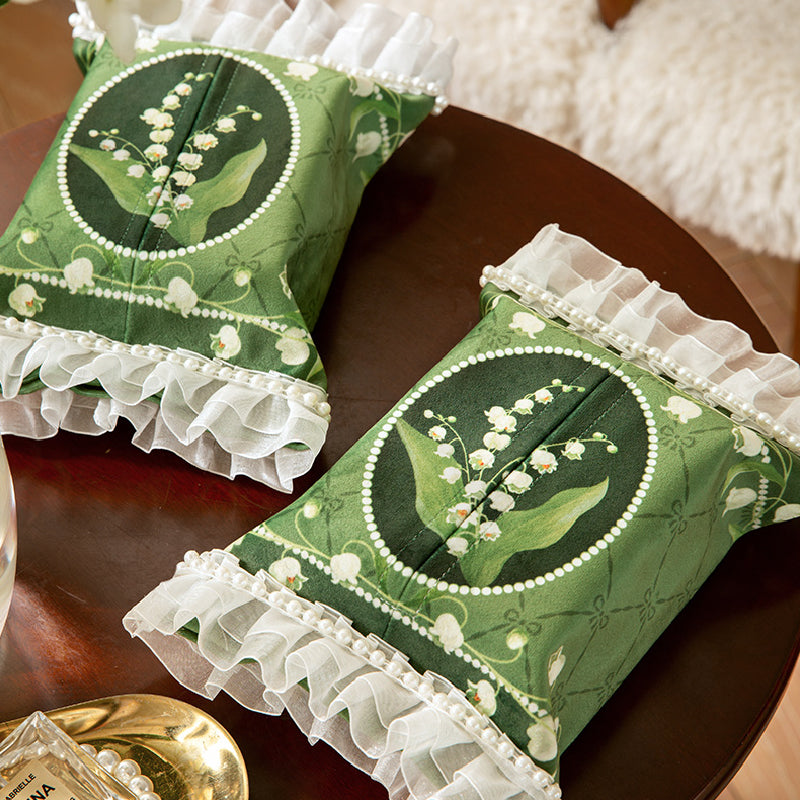 green flower frill tissue case