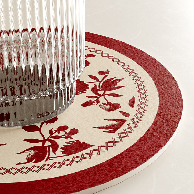 2design burgundy red fower round coaster