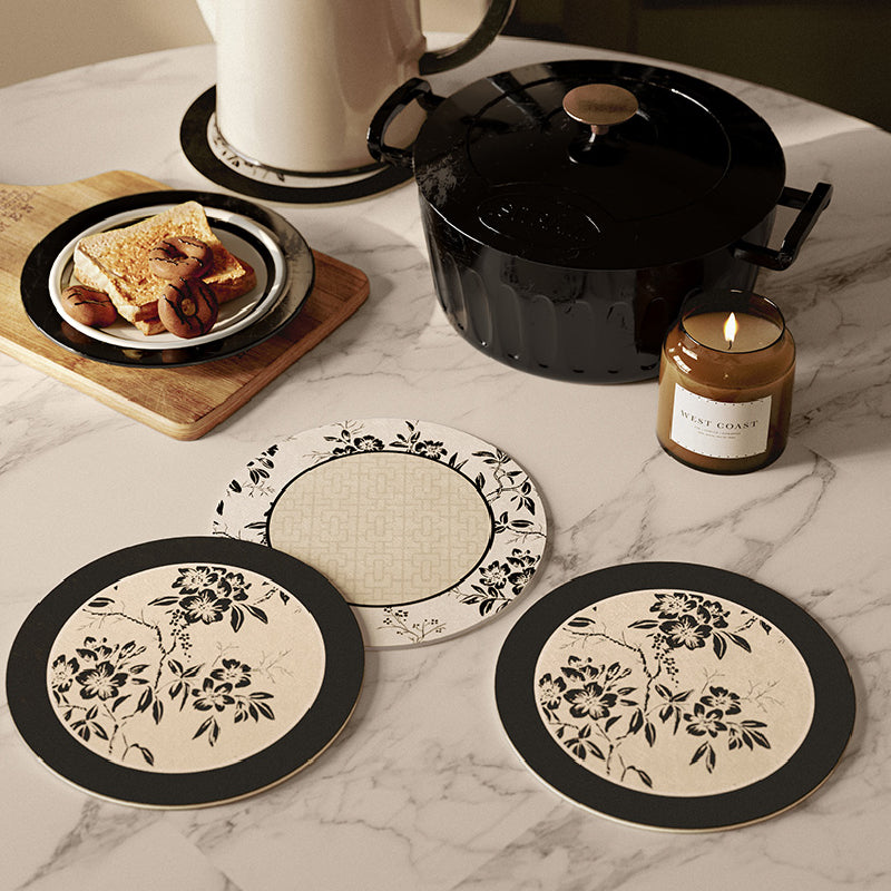 2design monotone floral round coaster