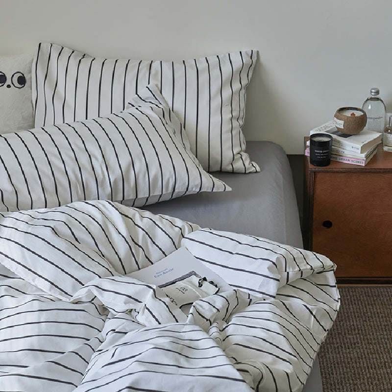2color stripe scandinavian style bedlinen set