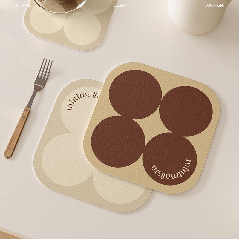 2color brown circle minimalism coaster