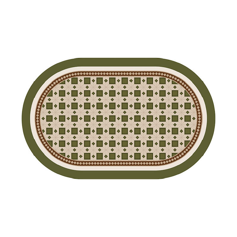 green retro tile bath mat