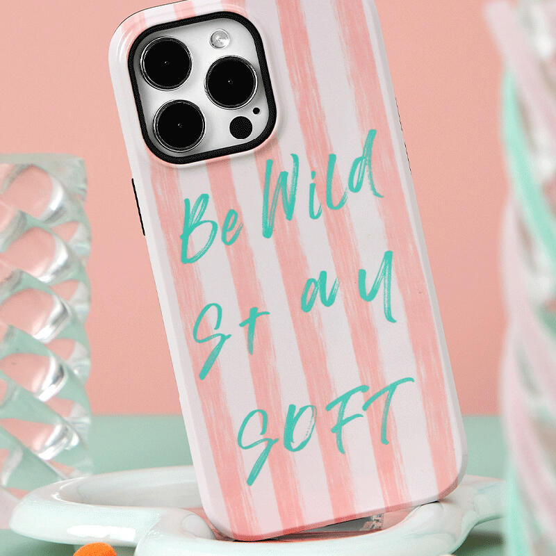 pink stripe logo iPhone case