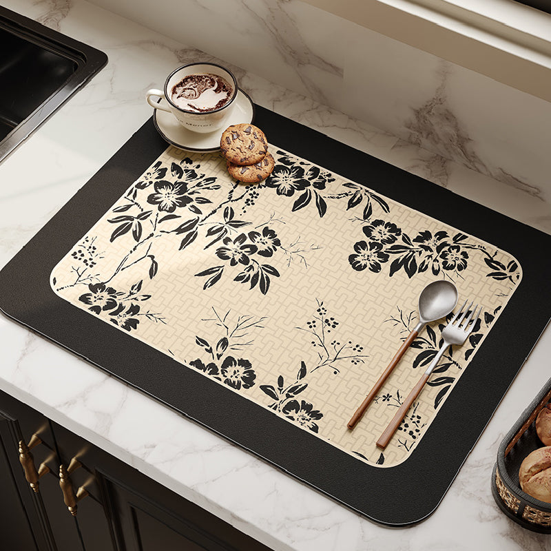 2design monotone floral sink mat