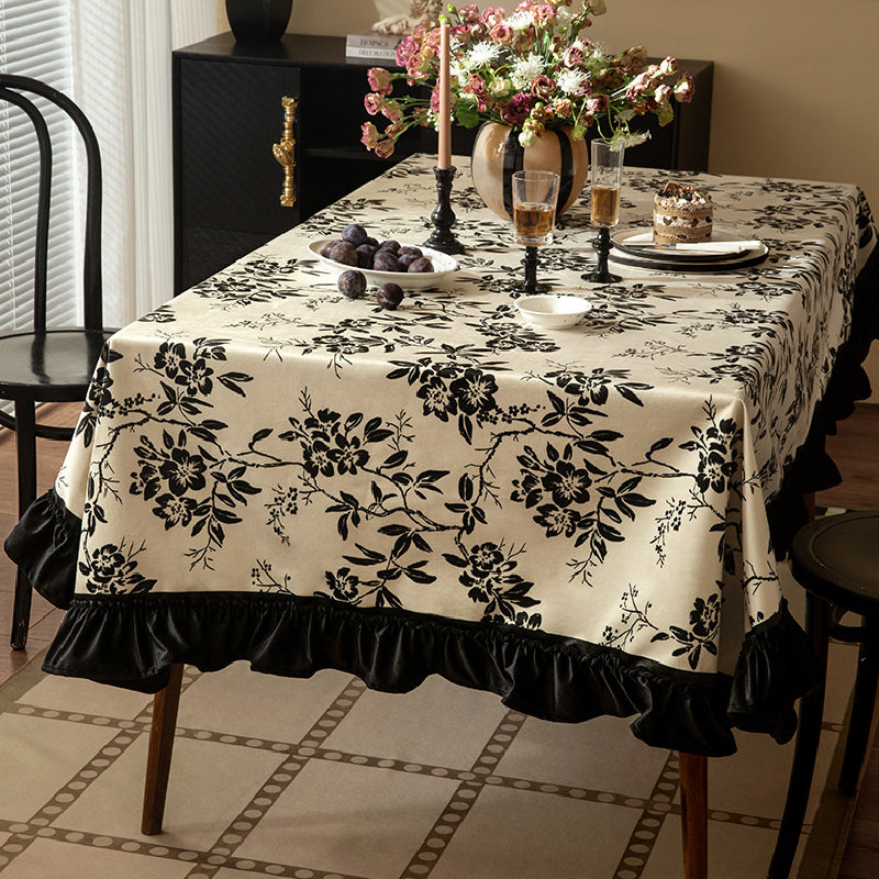 monotone floral table cloth