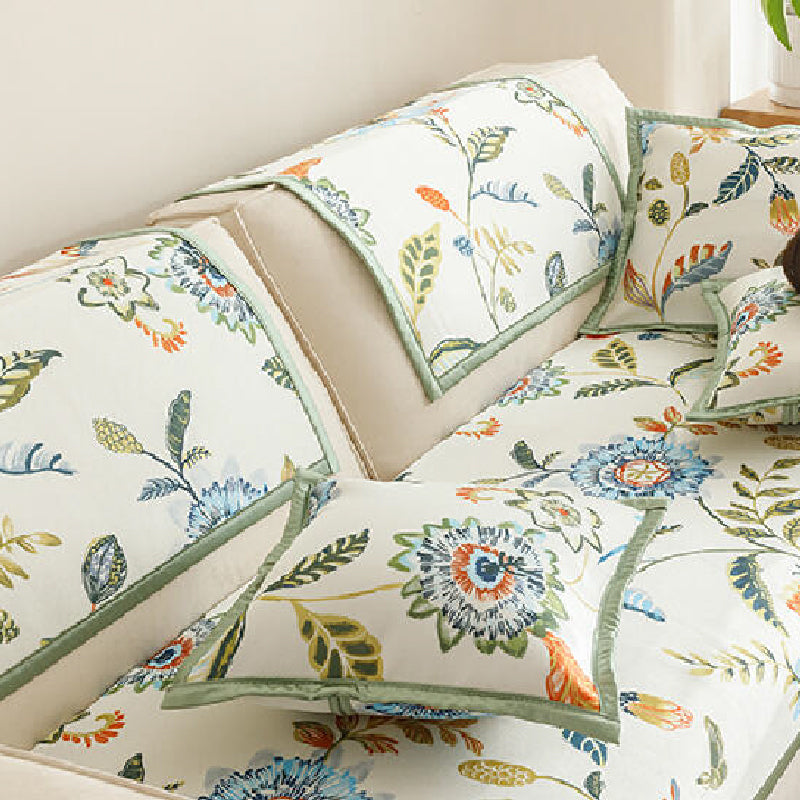 3design summer green botanical sofa cover