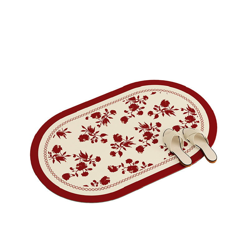 burgundy red fower bath mat