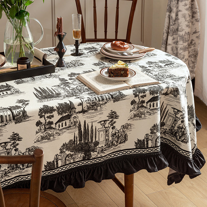 black frill elegance table cloth