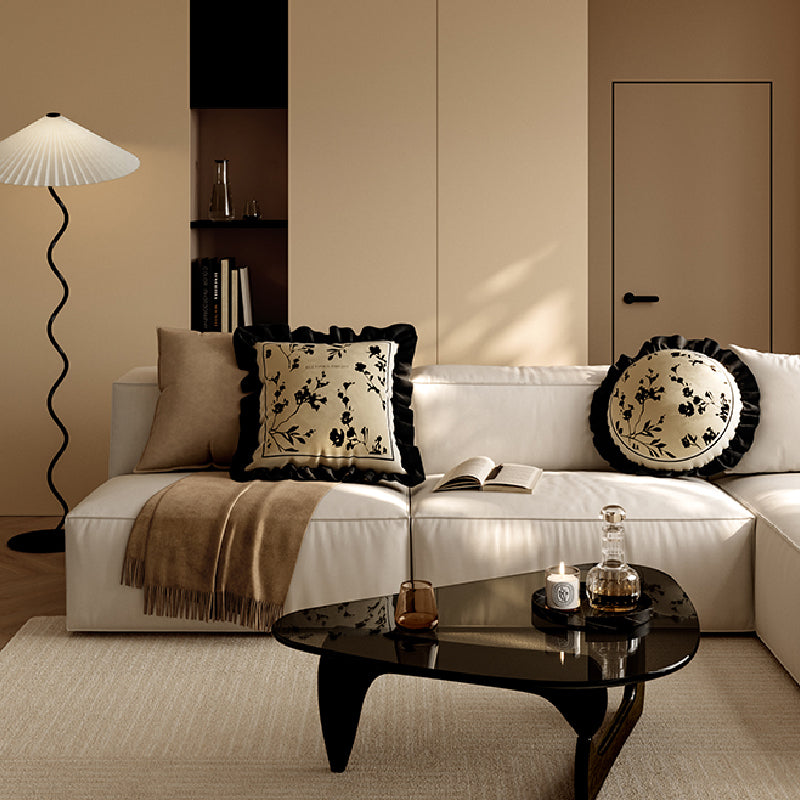 black moon light frill cushion