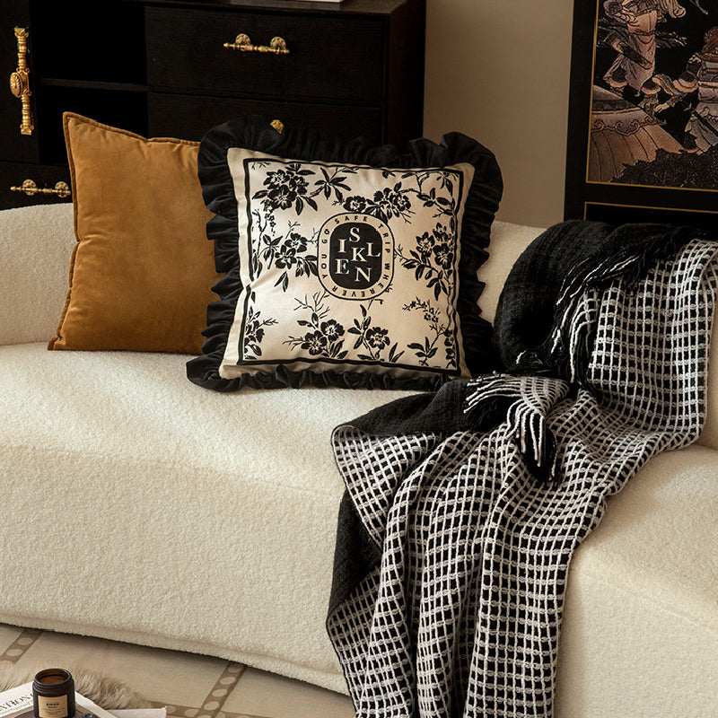 2design monotone floral frill cushion