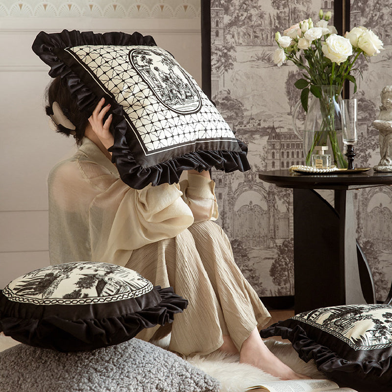 3design black frill elegance cushion