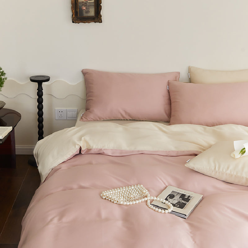 two-tone simple cotton bedlinen set
